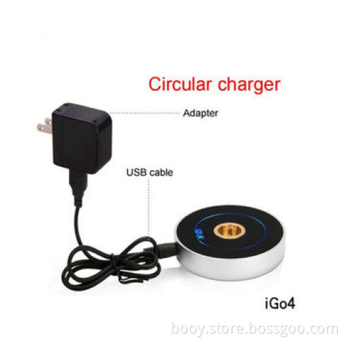 iGo4 circular charger and LCD display electronic cigarette with 1 piece adapter